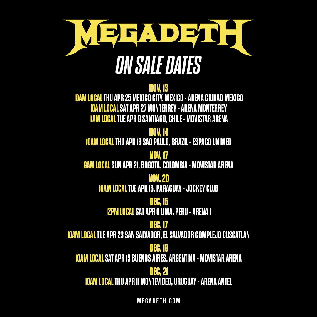 Gira de Megadeth en Latinoamerica 2024