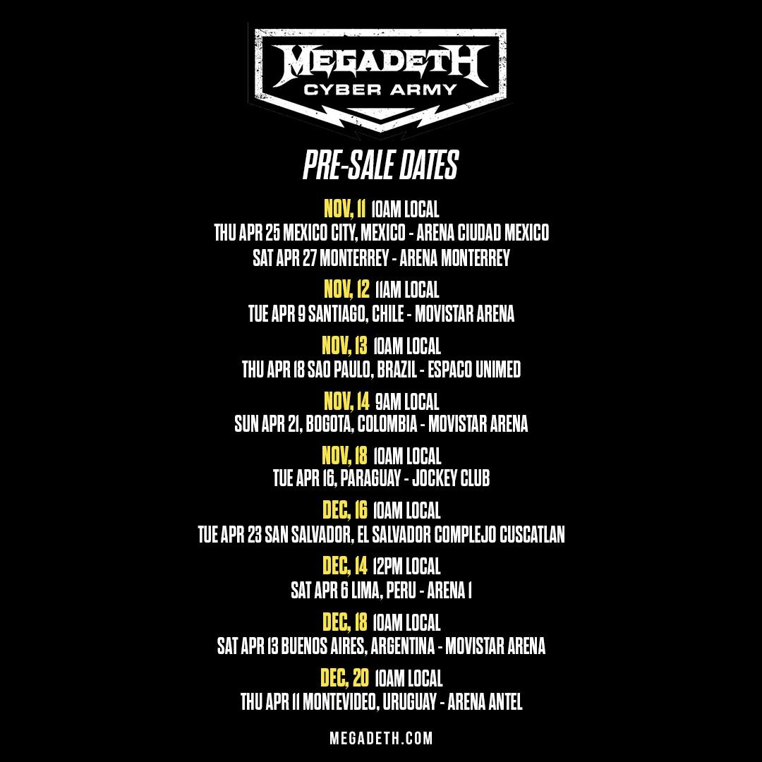 Gira de Megadeth en Latinoamerica 2024